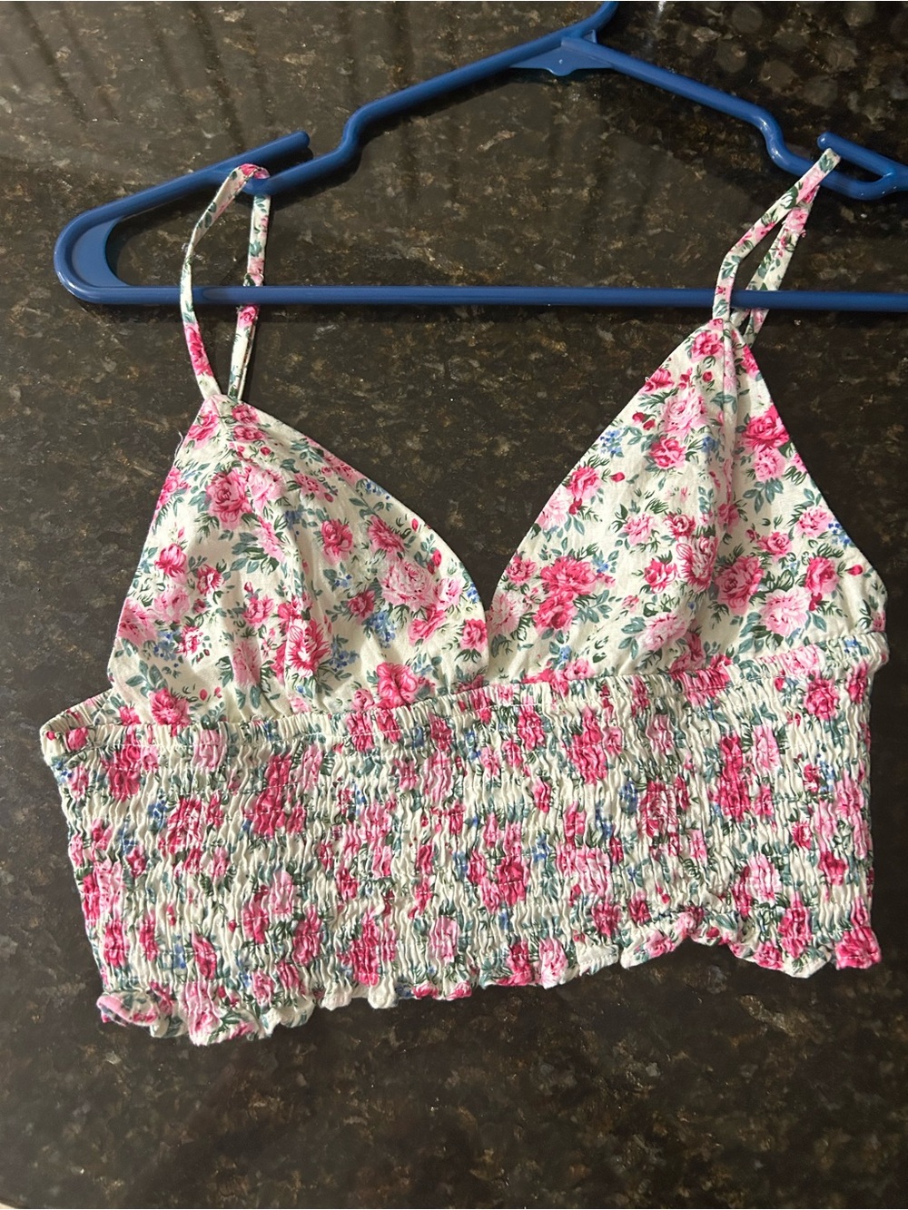 Hello Molly Floral Smocked Crop Cami Top - Pink Floral